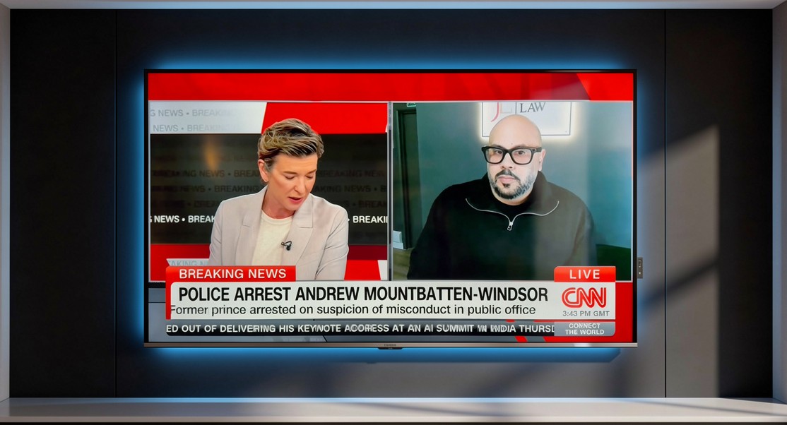 News studio setting for expert legal commentary on global platforms like CNN