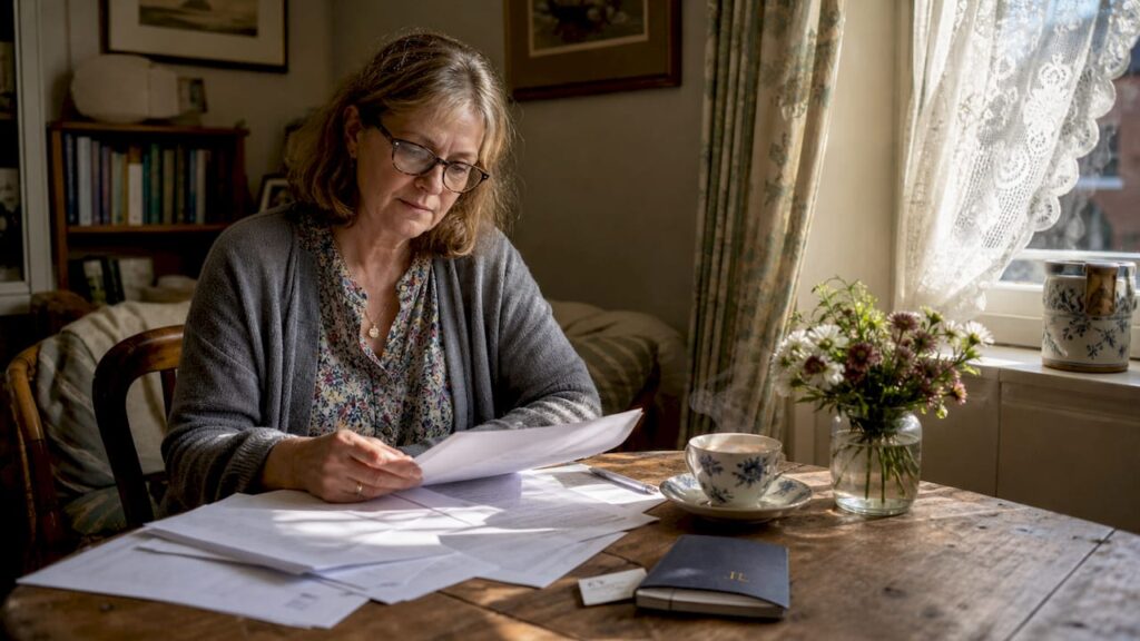 Woman reviewing UK lease extension papers