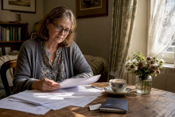 Woman reviewing UK lease extension papers