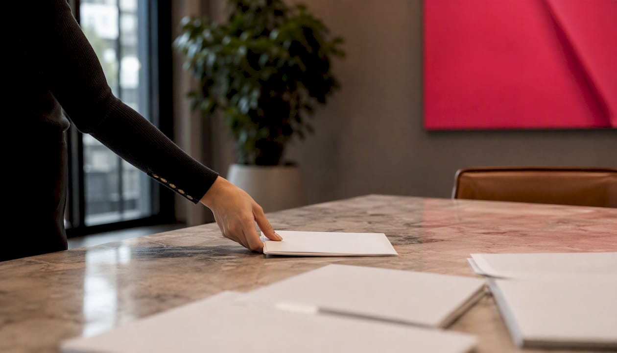 Close-up of employment contract and letter in UK office