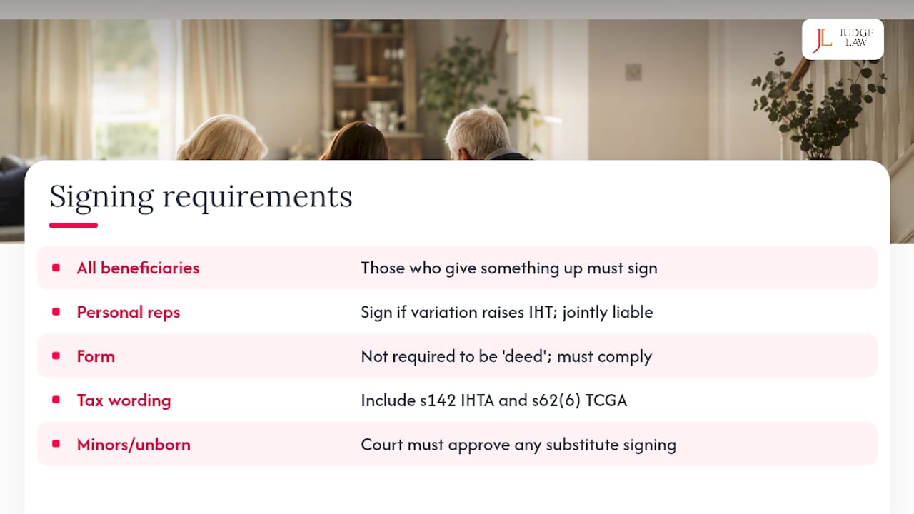 Diagram of deed of variation signing parties and conditions